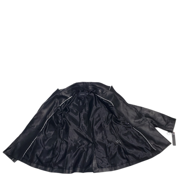 Tahari Womens Double-Breasted Genuine Leather Jacket Black Small - Picture 5 of 10